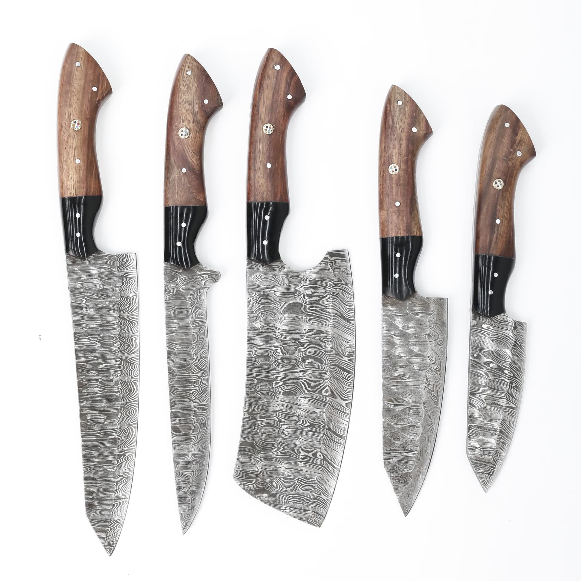 Damascus Steel Chef Knife Set (5-Piece)