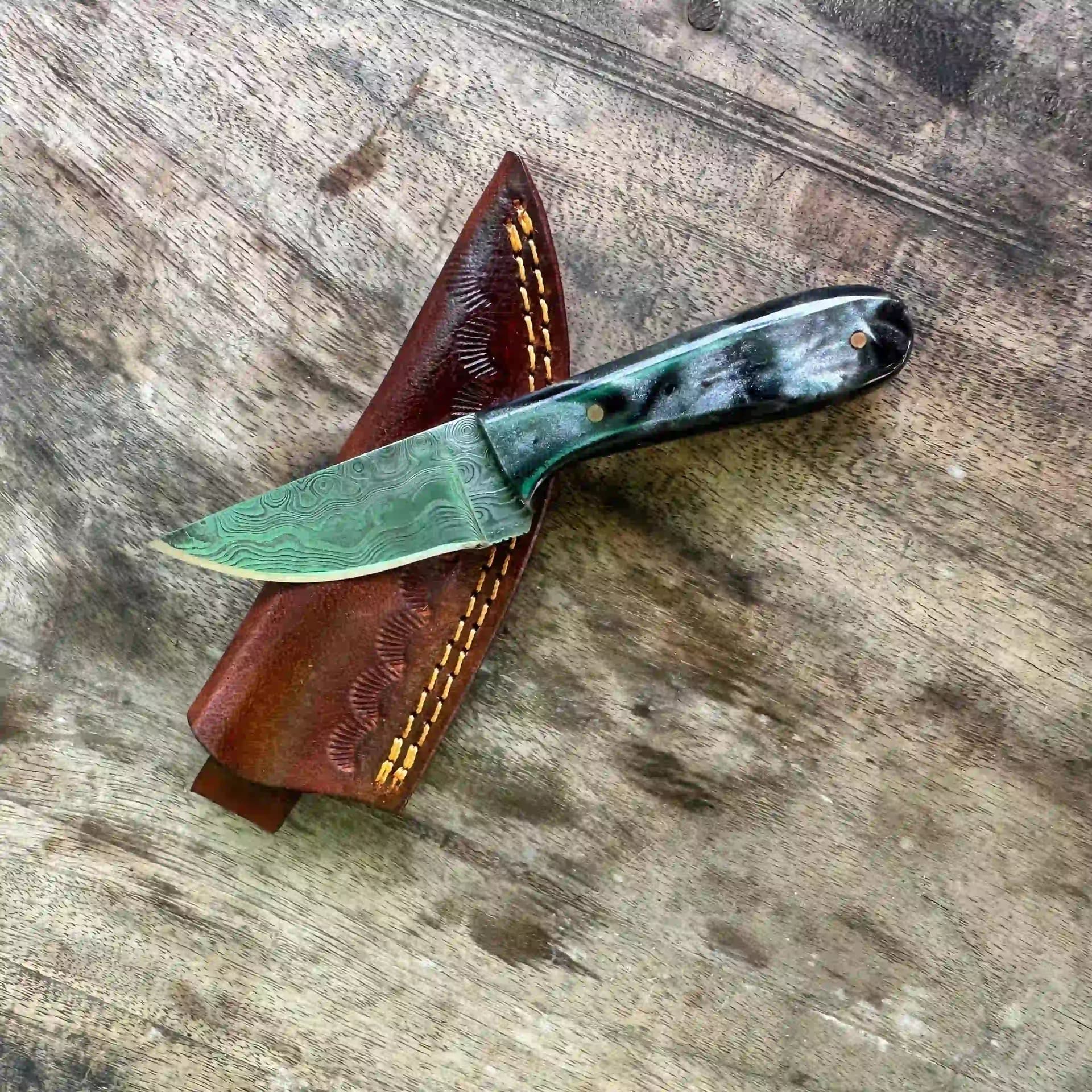 Damascus Steel Mini Fixed Blade Neck Knife