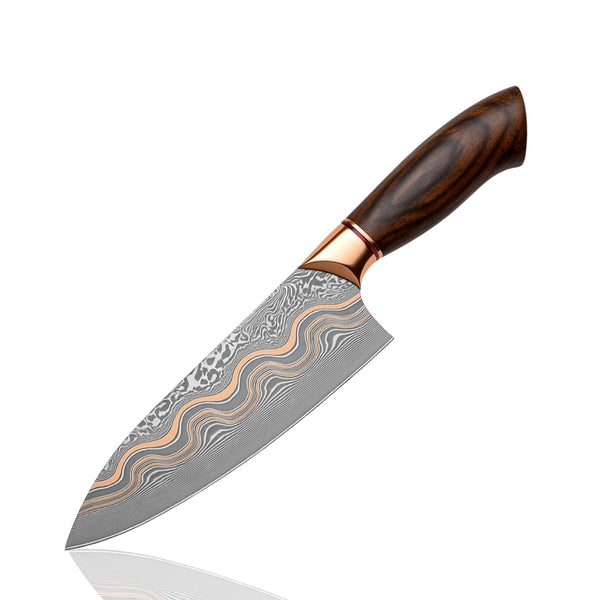 High-End Japanese Copper Damascus Chef Blade