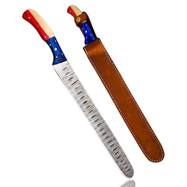 Patriotic Damascus Steel Brisket Slicer