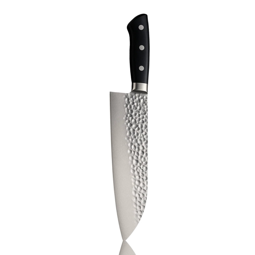 7 Inch Japanese Hammered Santoku Knife with Black Handle

