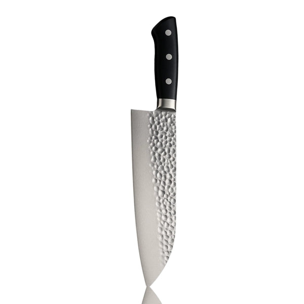 7 Inch Japanese Hammered Santoku Knife with Black Handle

