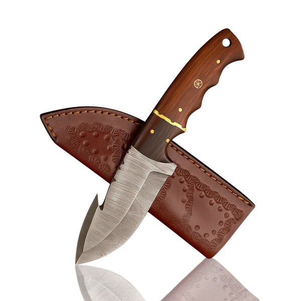 Damascus Gut Hook Skinner Knife