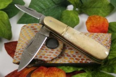 Double Blade Damscus Folding Knife