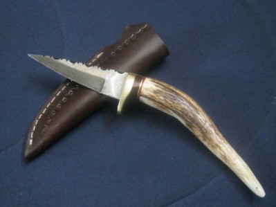 Stag Horn Damascus Pocket Knife 