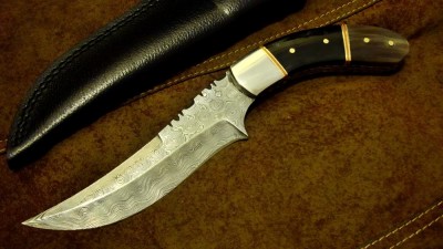 Damascus Knife Custom Leather Sheath