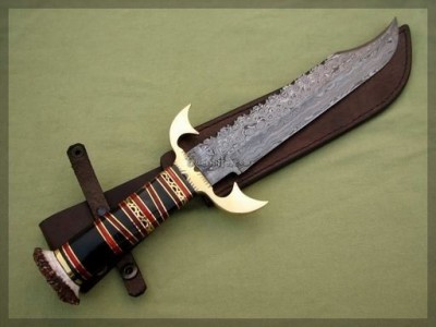 Damascus Bowie Hunting Knife full image