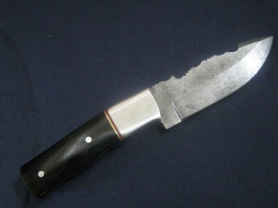 Bull Horn Damascus Steel Pocket Knife