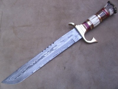 Hand Made Damascus Bowie Knife
