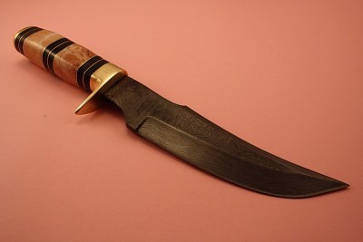 Damascus Custom Knife Marble Handle