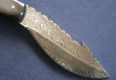 Damascus Full Tang Guthook Knife