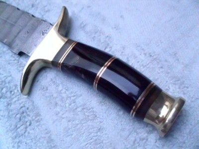 Damascus Knife Bull Horn Handle 