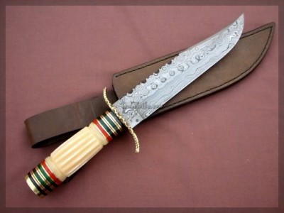 Custom Damascus Bone Craft Handle Knife